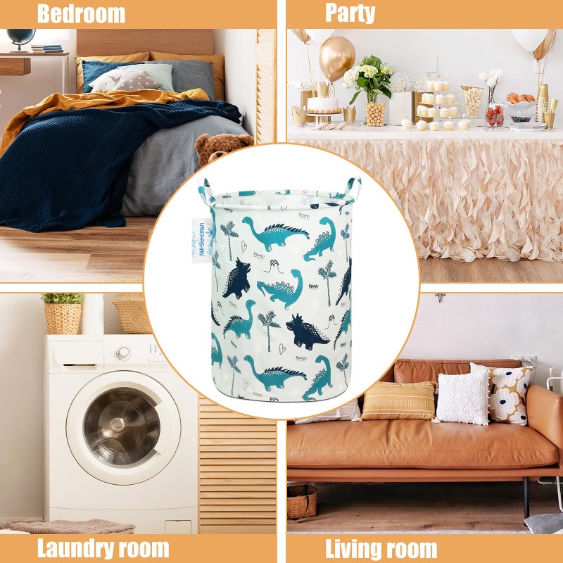 LANGYASHAN Laundry Basket Canvas Fabric Collapsible Organizer Basket for Storage Bin Toy Bins Gift Baskets Bedroom Clothes Children Nursery Hamper (Full dinosaur) - Image 3